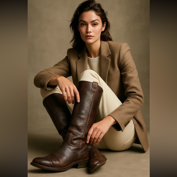 Frye Shoes - FRYE Paige Tall Pull On Riding Brown Leather Riding Boots 7.5
